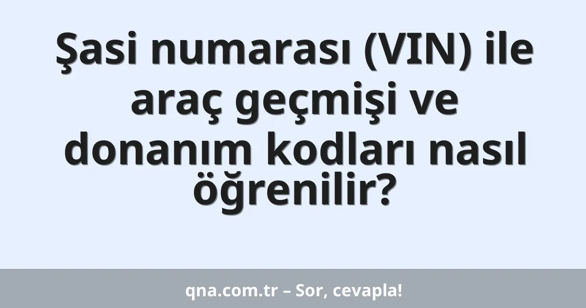 Şasi numarası (VIN) ile araç geçmişi ve donanım kodları nasıl öğrenilir?