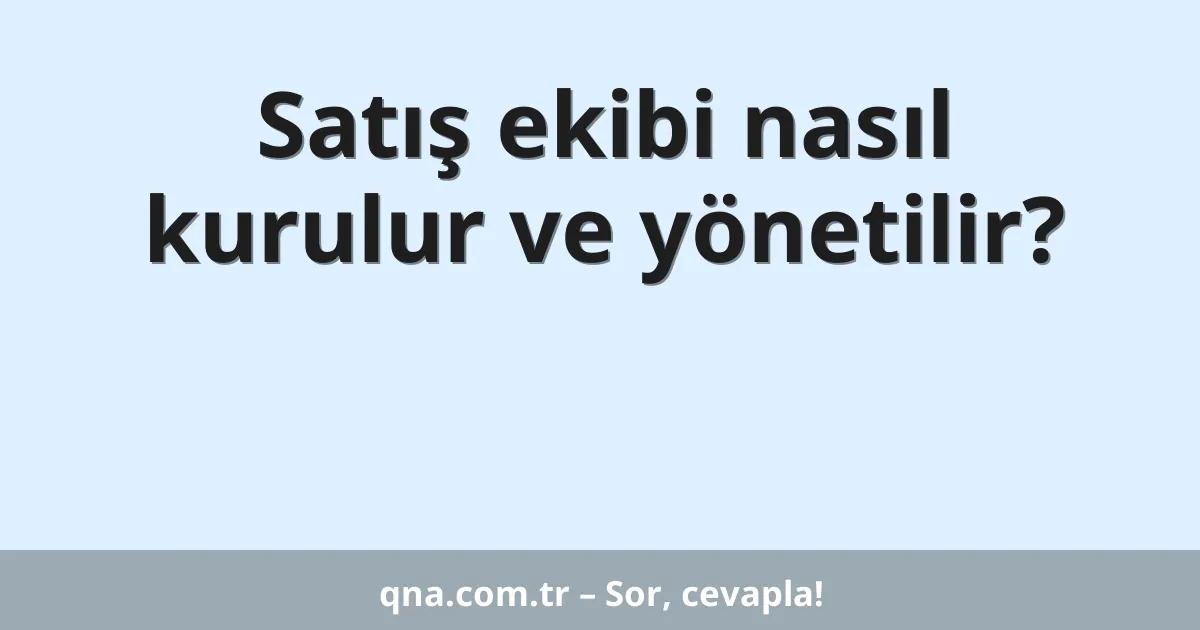 Satış ekibi nasıl kurulur ve yönetilir?