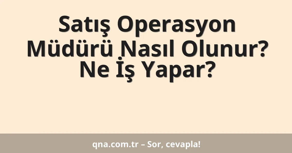 Satış Operasyon Müdürü Nasıl Olunur? Ne İş Yapar?