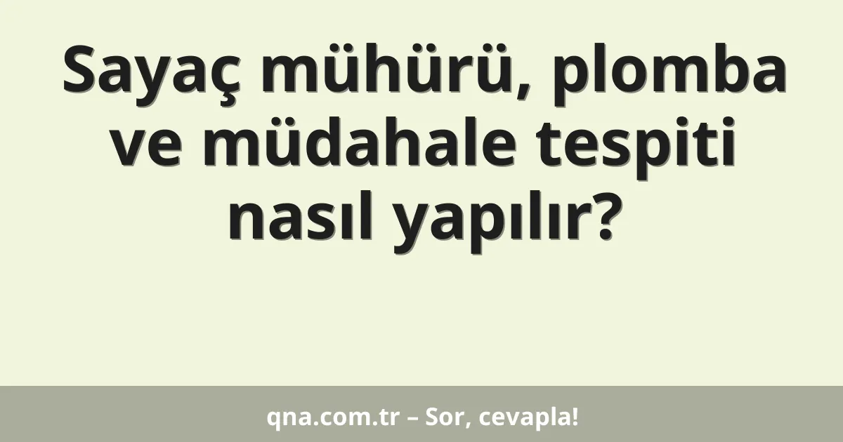 Sayaç mühürü, plomba ve müdahale tespiti nasıl yapılır?