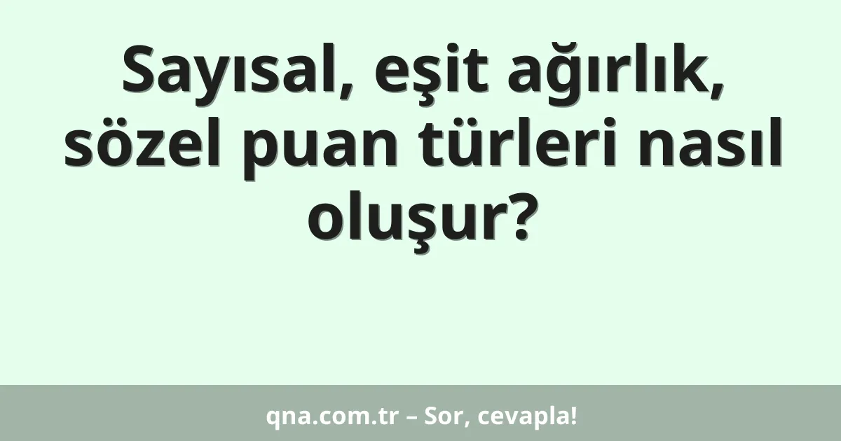 Sayısal, eşit ağırlık, sözel puan türleri nasıl oluşur?