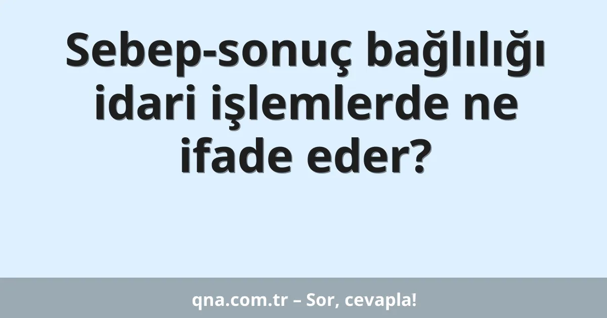 Sebep-sonuç bağlılığı idari işlemlerde ne ifade eder?