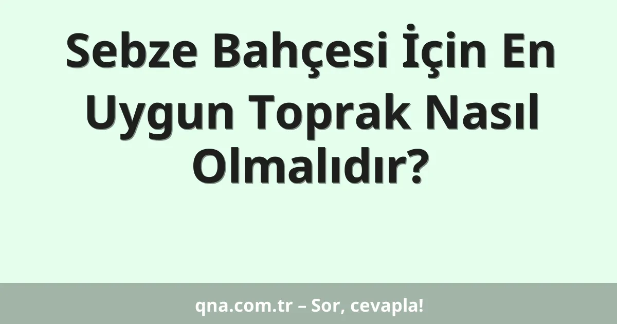Sebze Bahçesi İçin En Uygun Toprak Nasıl Olmalıdır?