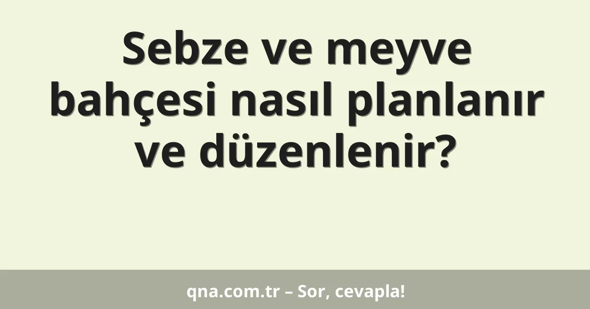 Sebze ve meyve bahçesi nasıl planlanır ve düzenlenir?