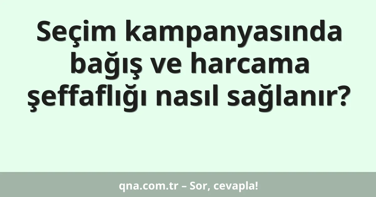 Seçim kampanyasında bağış ve harcama şeffaflığı nasıl sağlanır?