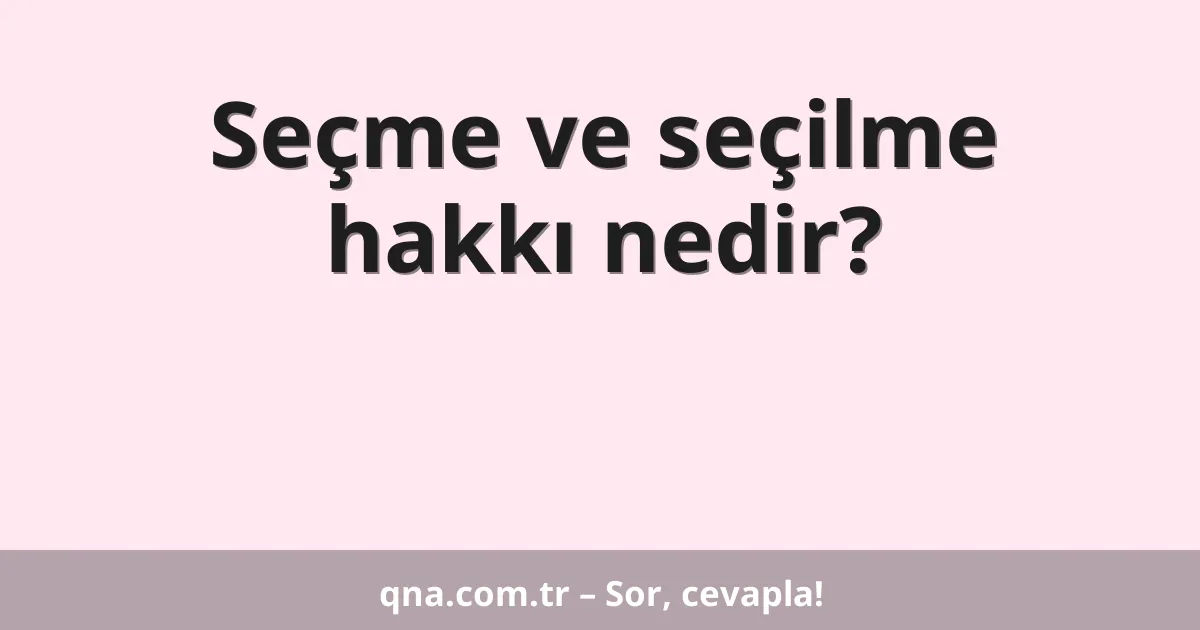 Seçme ve seçilme hakkı nedir?