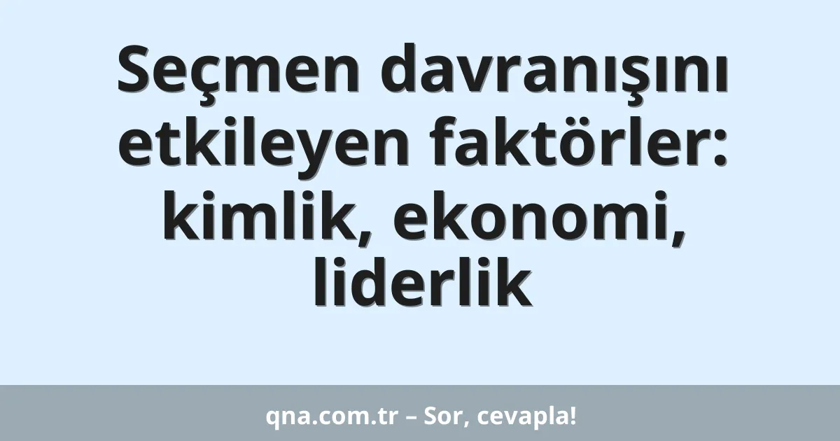 Seçmen davranışını etkileyen faktörler: kimlik, ekonomi, liderlik