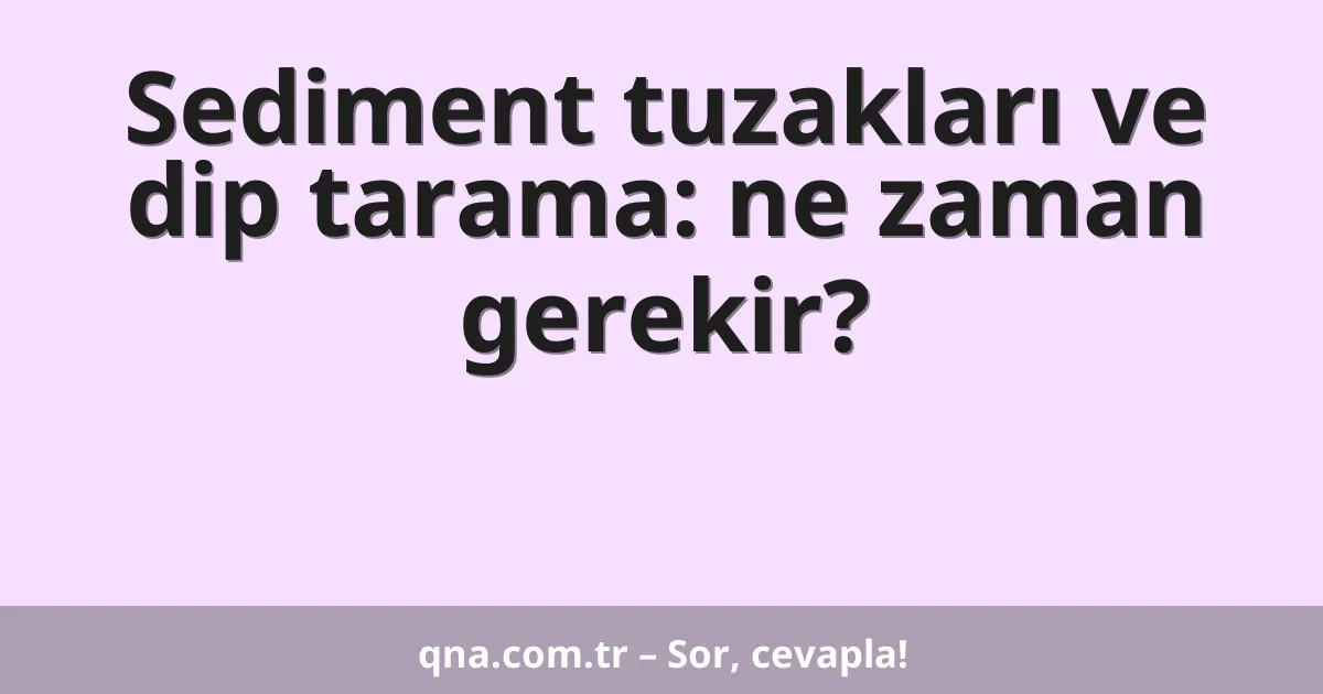 Sediment tuzakları ve dip tarama: ne zaman gerekir?