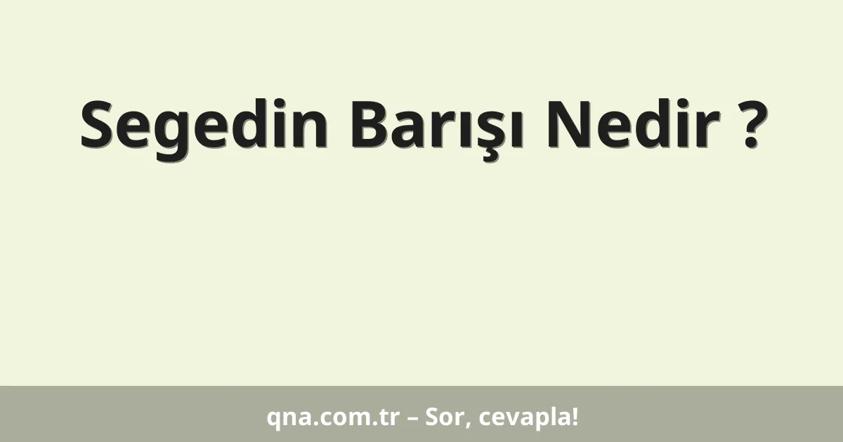 Segedin Barışı Nedir ?