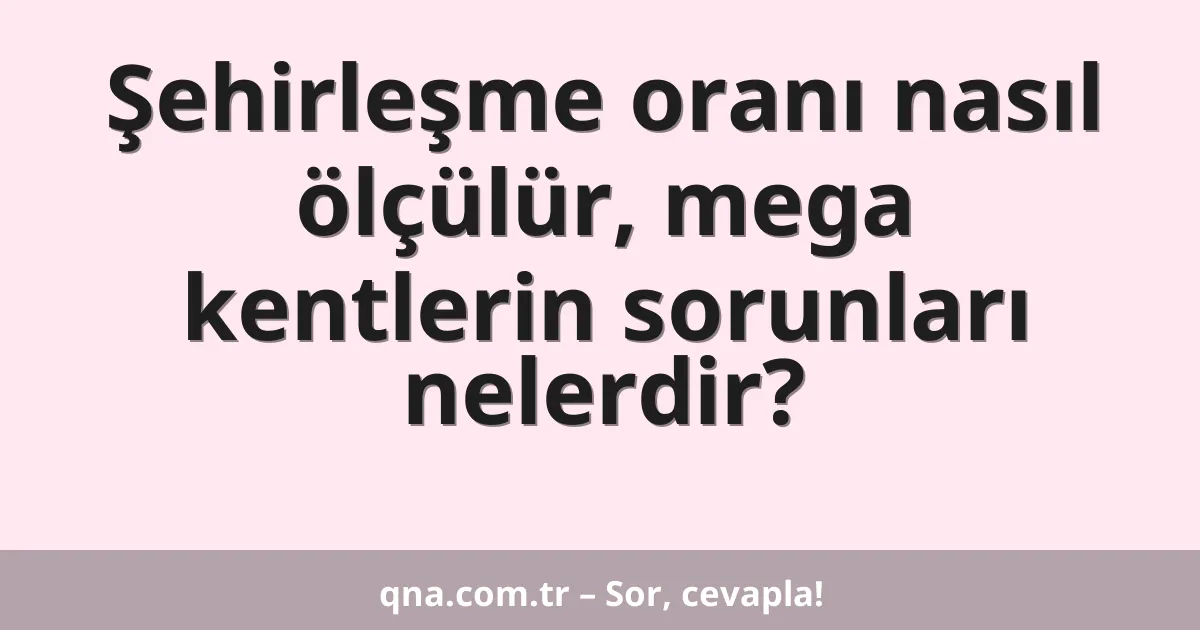 Şehirleşme oranı nasıl ölçülür, mega kentlerin sorunları nelerdir?