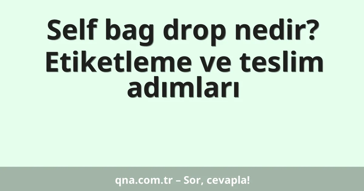Self bag drop nedir? Etiketleme ve teslim adımları
