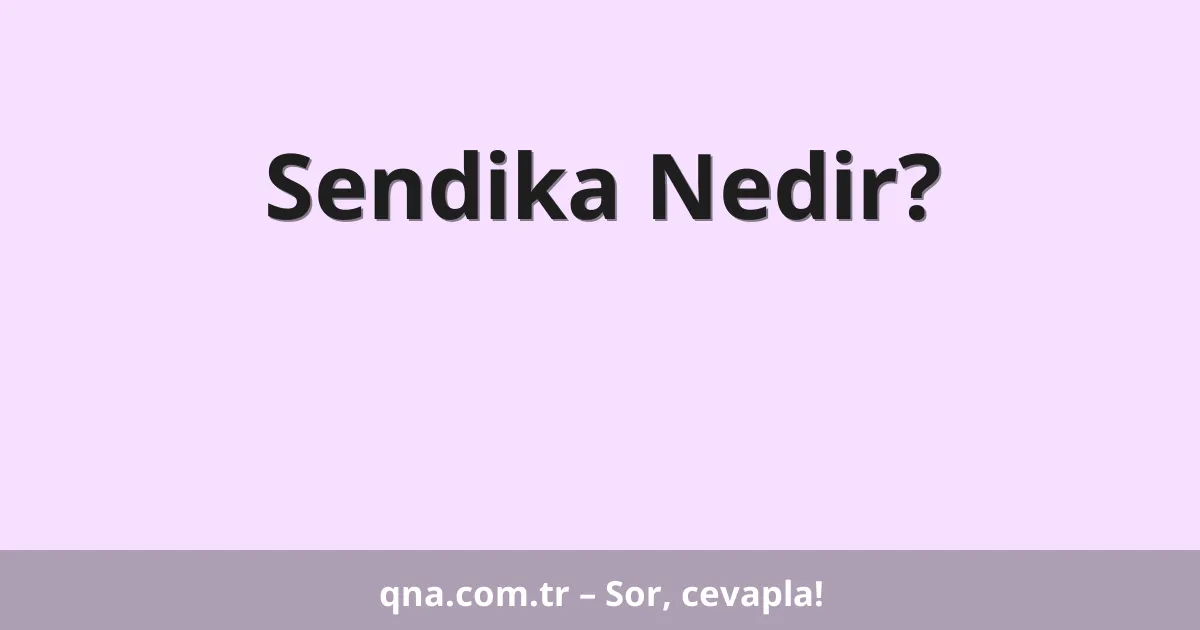 Sendika Nedir?
