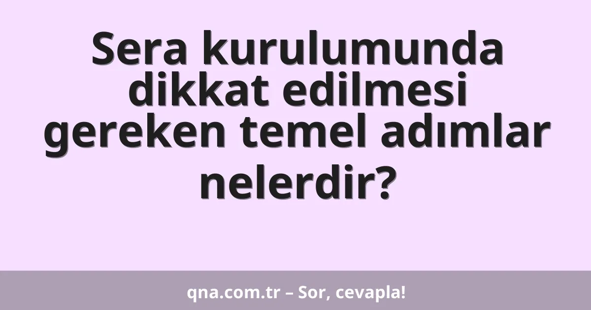 Sera kurulumunda dikkat edilmesi gereken temel adımlar nelerdir?