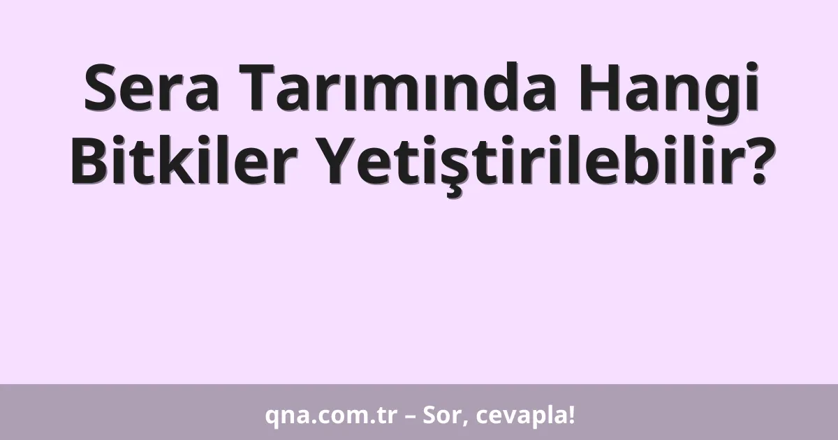 Sera Tarımında Hangi Bitkiler Yetiştirilebilir?