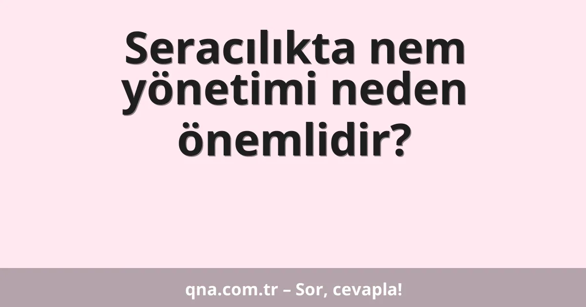 Seracılıkta nem yönetimi neden önemlidir?