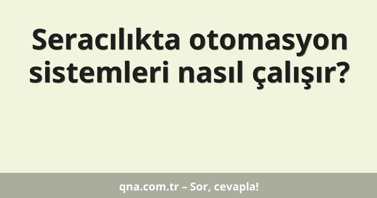 Seracılıkta otomasyon sistemleri nasıl çalışır?