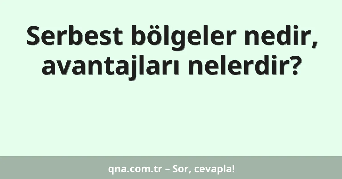 Serbest bölgeler nedir, avantajları nelerdir?