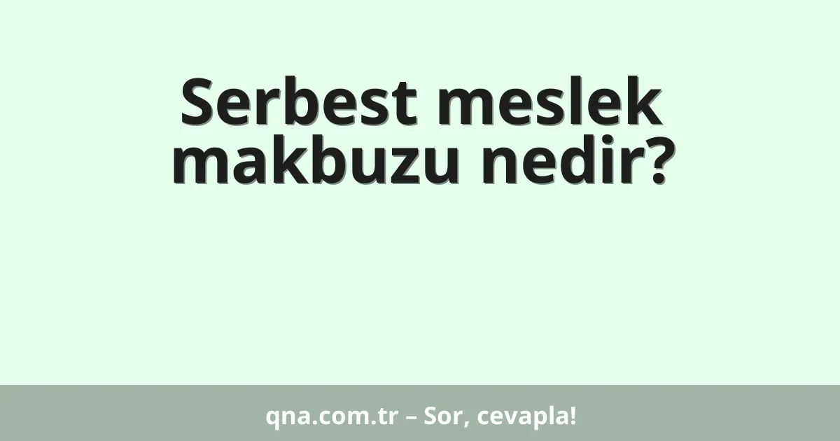 Serbest meslek makbuzu nedir?