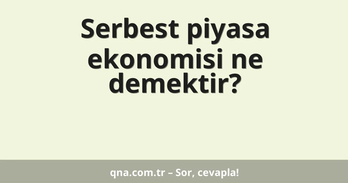 Serbest piyasa ekonomisi ne demektir?