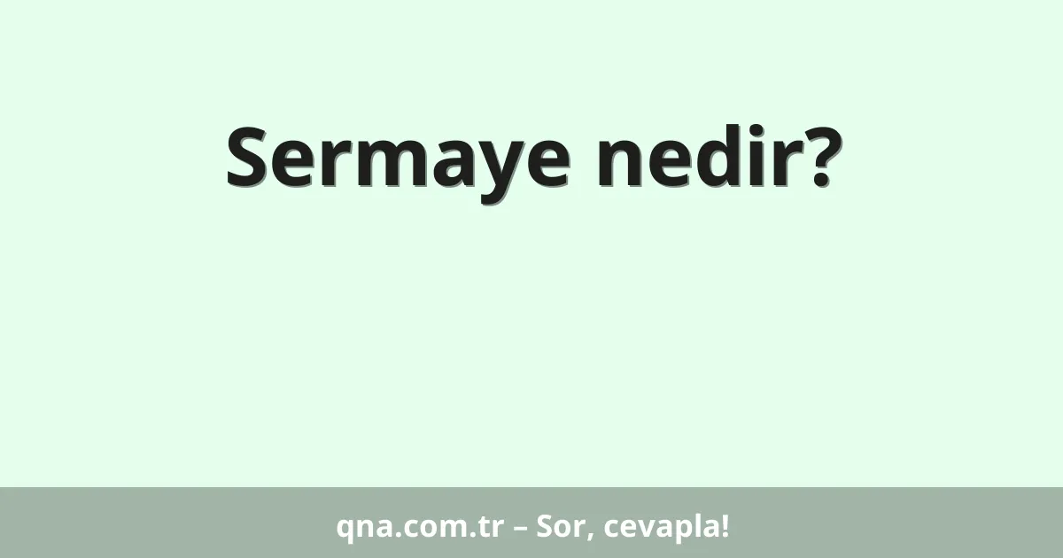 Sermaye nedir?