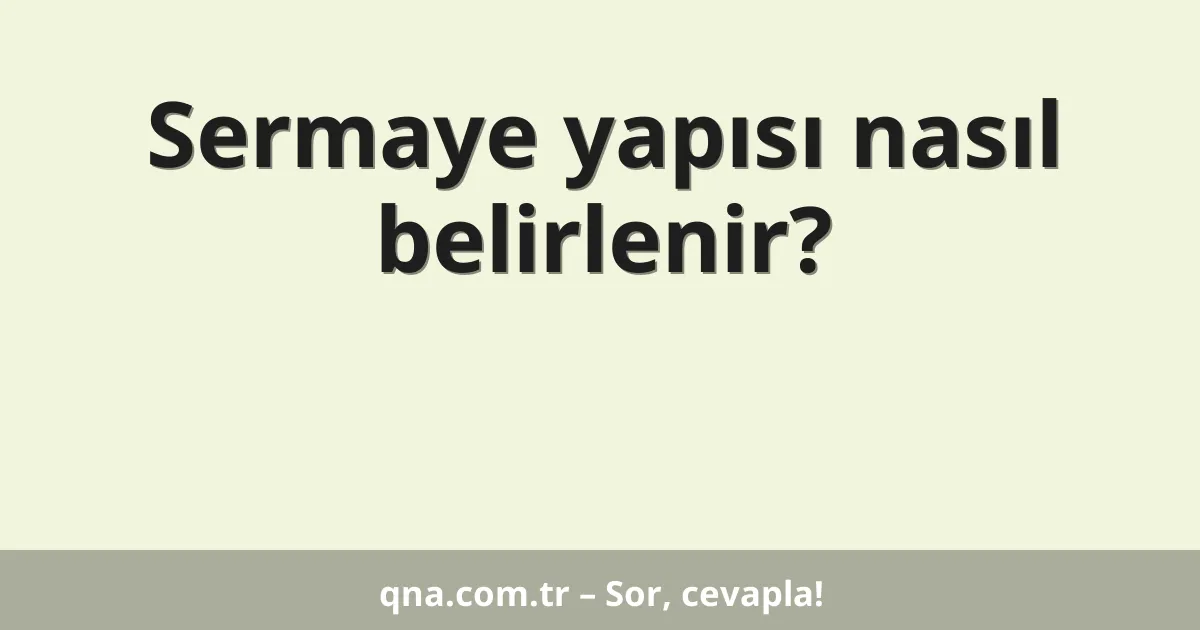 Sermaye yapısı nasıl belirlenir?