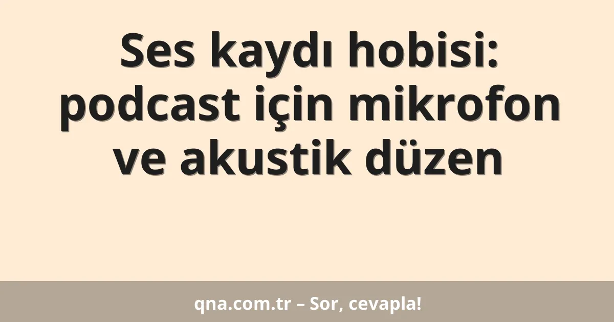Ses kaydı hobisi: podcast için mikrofon ve akustik düzen