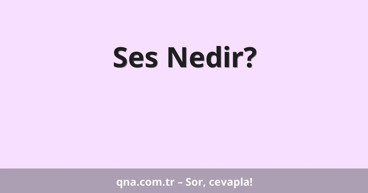 Ses Nedir?
