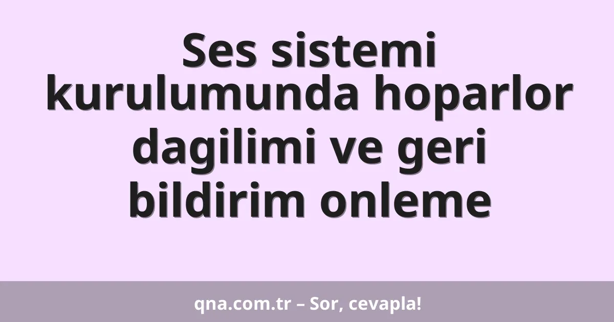 Ses sistemi kurulumunda hoparlor dagilimi ve geri bildirim onleme