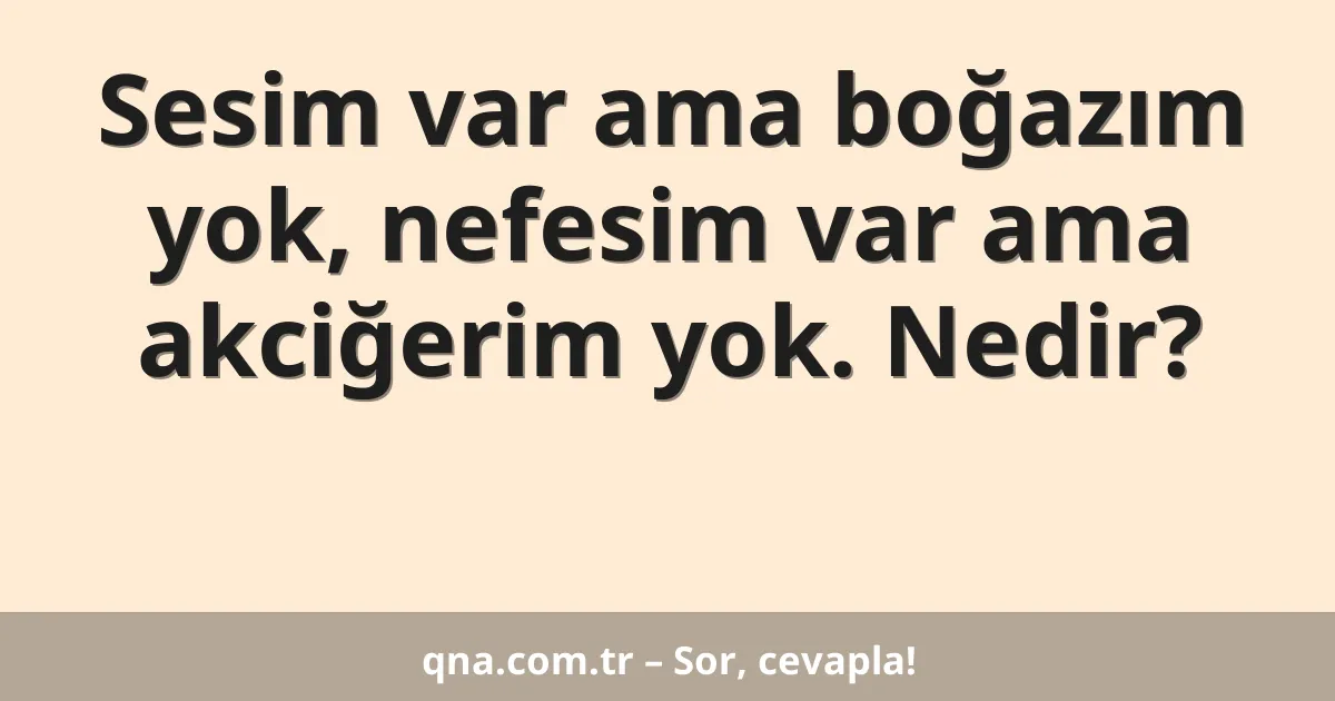 Sesim var ama boğazım yok, nefesim var ama akciğerim yok. Nedir?