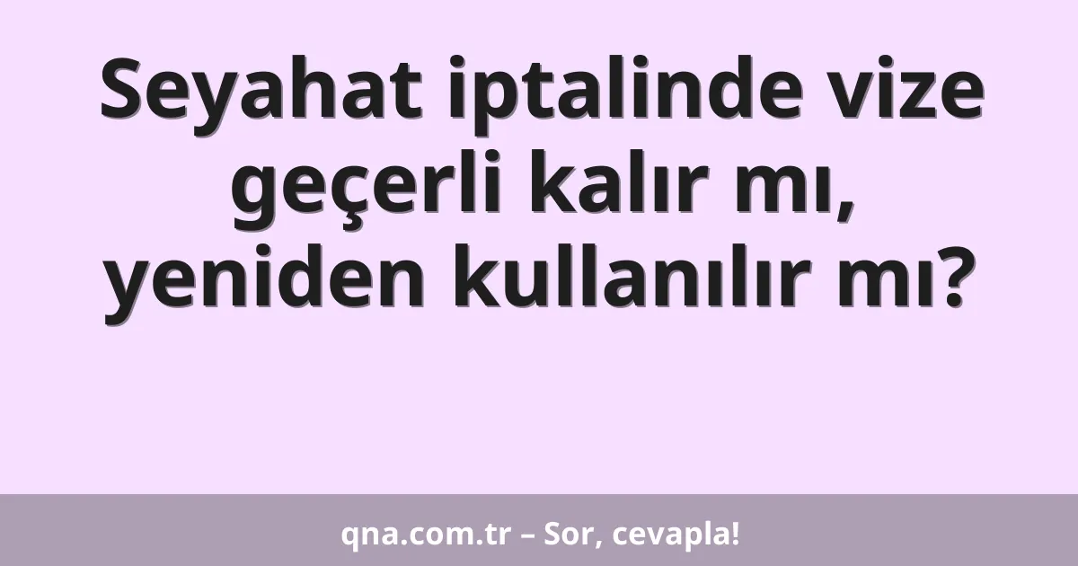 Seyahat iptalinde vize geçerli kalır mı, yeniden kullanılır mı?