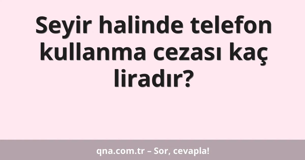 Seyir halinde telefon kullanma cezası kaç liradır?