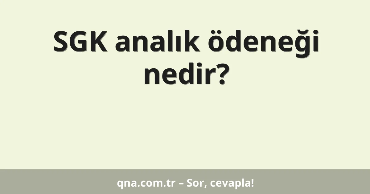 SGK analık ödeneği nedir?