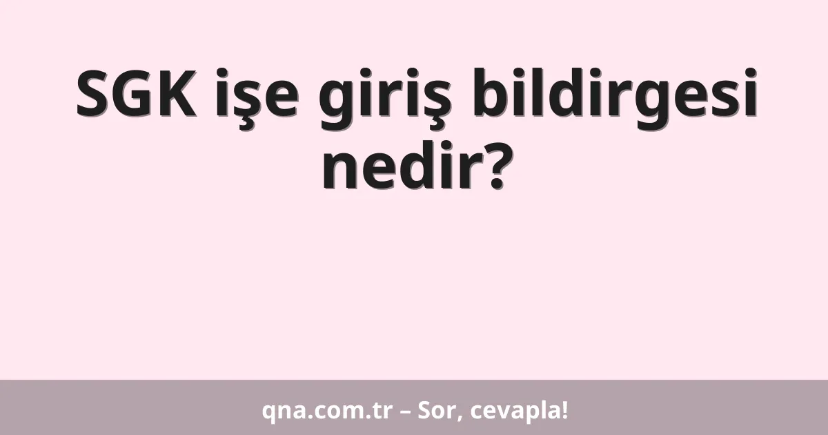 SGK işe giriş bildirgesi nedir?