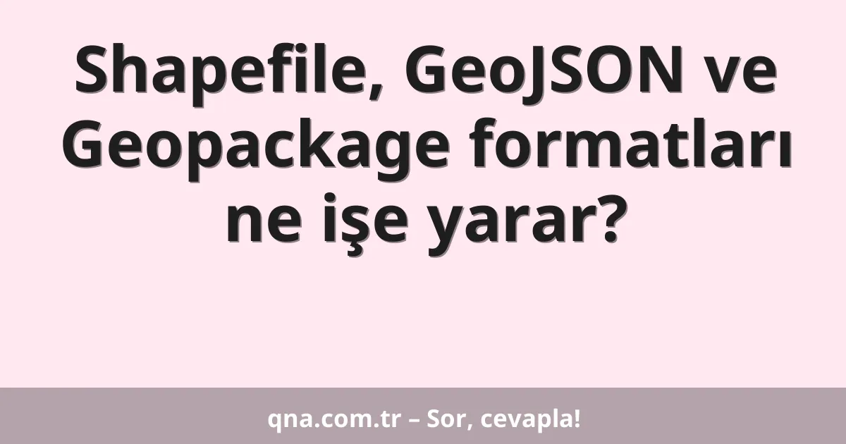 Shapefile, GeoJSON ve Geopackage formatları ne işe yarar?