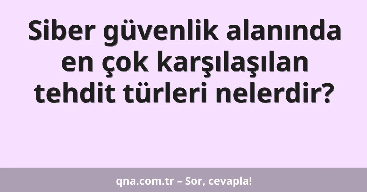 Siber güvenlik alanında en çok karşılaşılan tehdit türleri nelerdir?