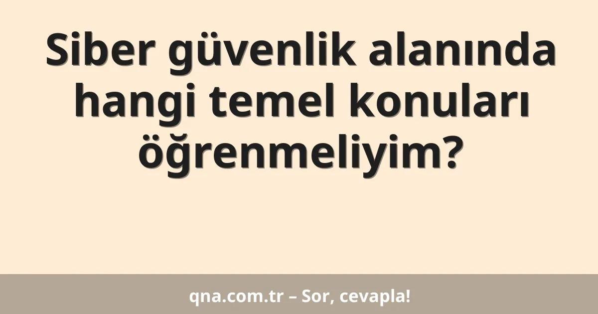 Siber güvenlik alanında hangi temel konuları öğrenmeliyim?