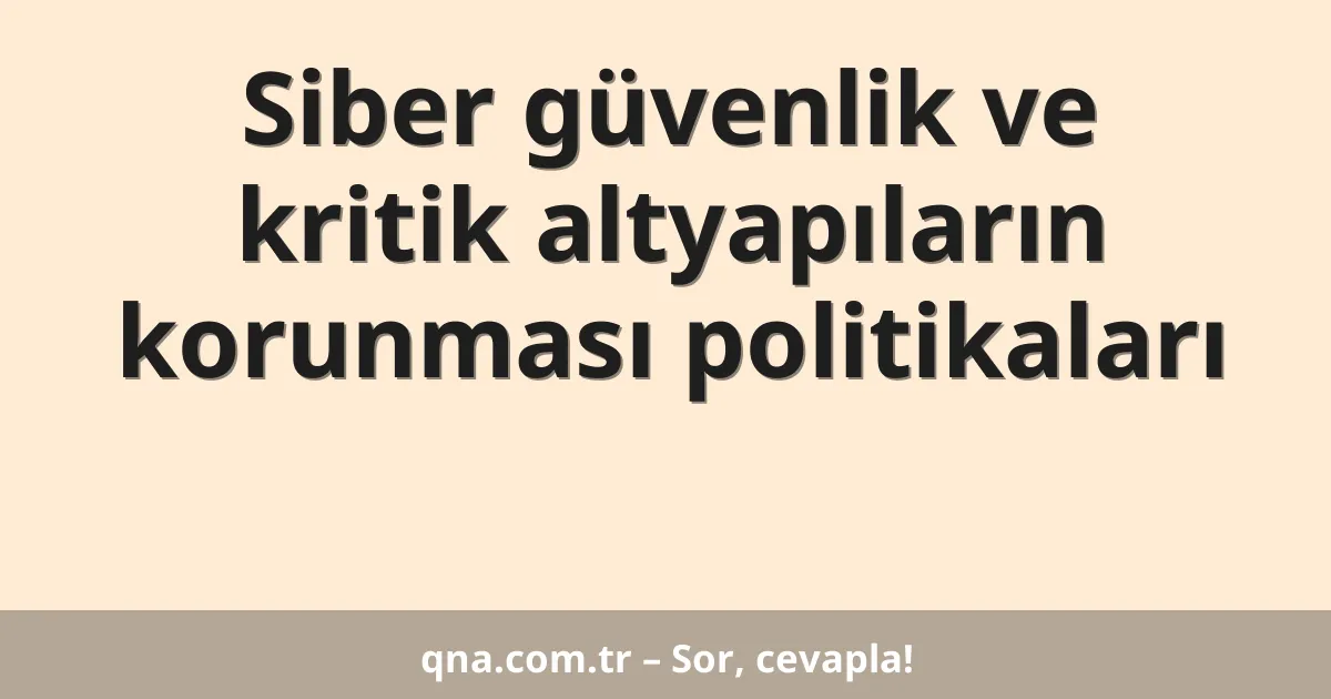Siber güvenlik ve kritik altyapıların korunması politikaları