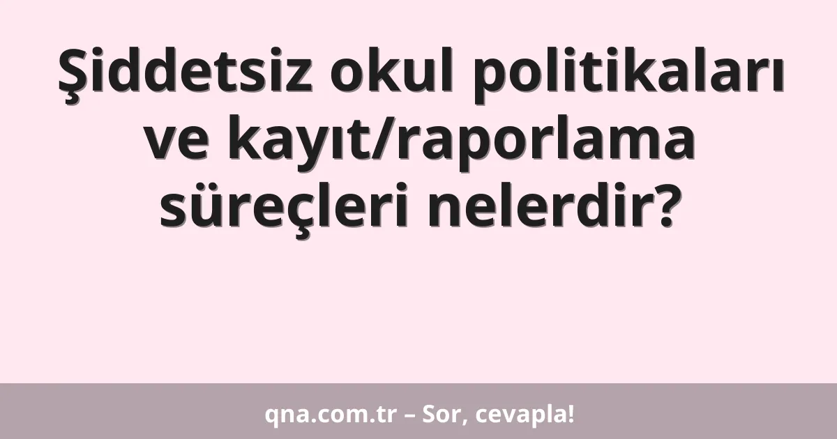 Şiddetsiz okul politikaları ve kayıt/raporlama süreçleri nelerdir?