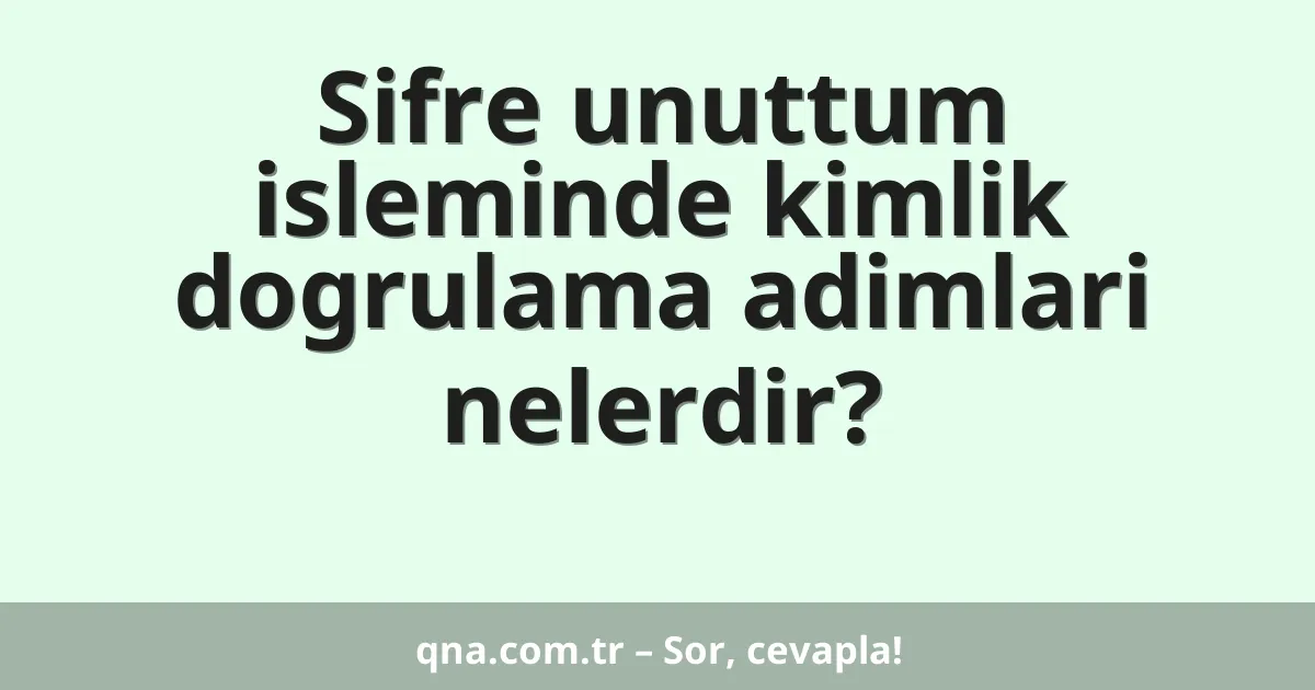 Sifre unuttum isleminde kimlik dogrulama adimlari nelerdir?