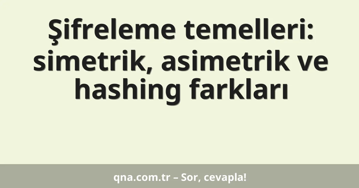 Şifreleme temelleri: simetrik, asimetrik ve hashing farkları