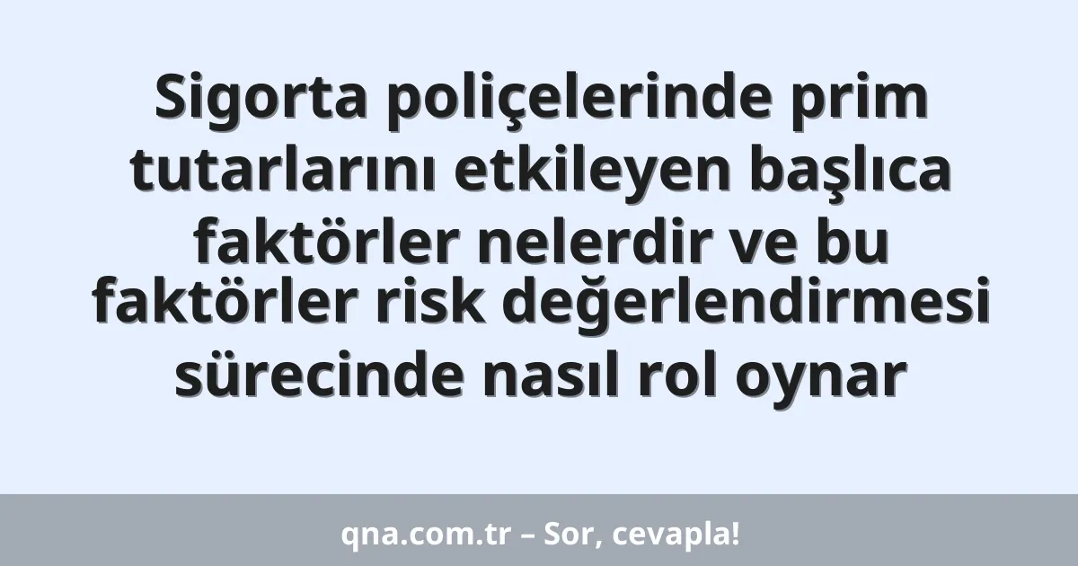 Sigorta poliçelerinde prim tutarlarını etkileyen başlıca faktörler nelerdir ve bu faktörler risk değerlendirmesi sürecinde nasıl rol oynar