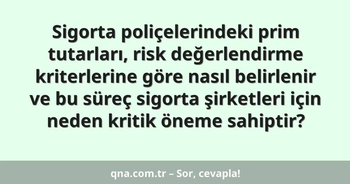 Sigorta poliçelerindeki prim tutarları, risk değerlendirme kriterlerine göre nasıl belirlenir ve bu süreç sigorta şirketleri için neden kritik öneme sahiptir?