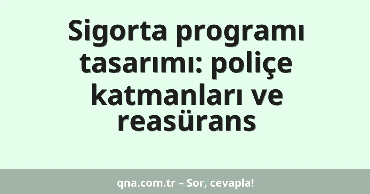 Sigorta programı tasarımı: poliçe katmanları ve reasürans
