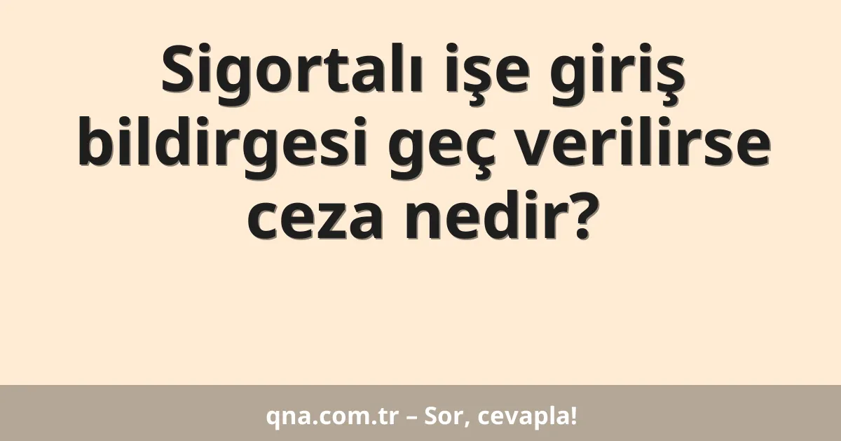 Sigortalı işe giriş bildirgesi geç verilirse ceza nedir?