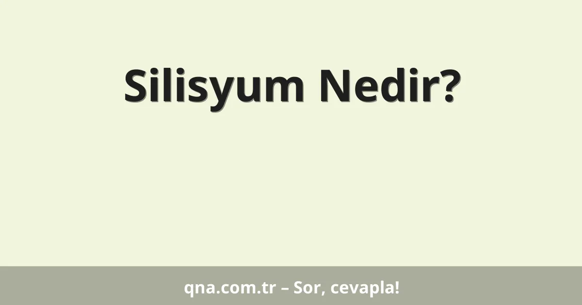 Silisyum Nedir?