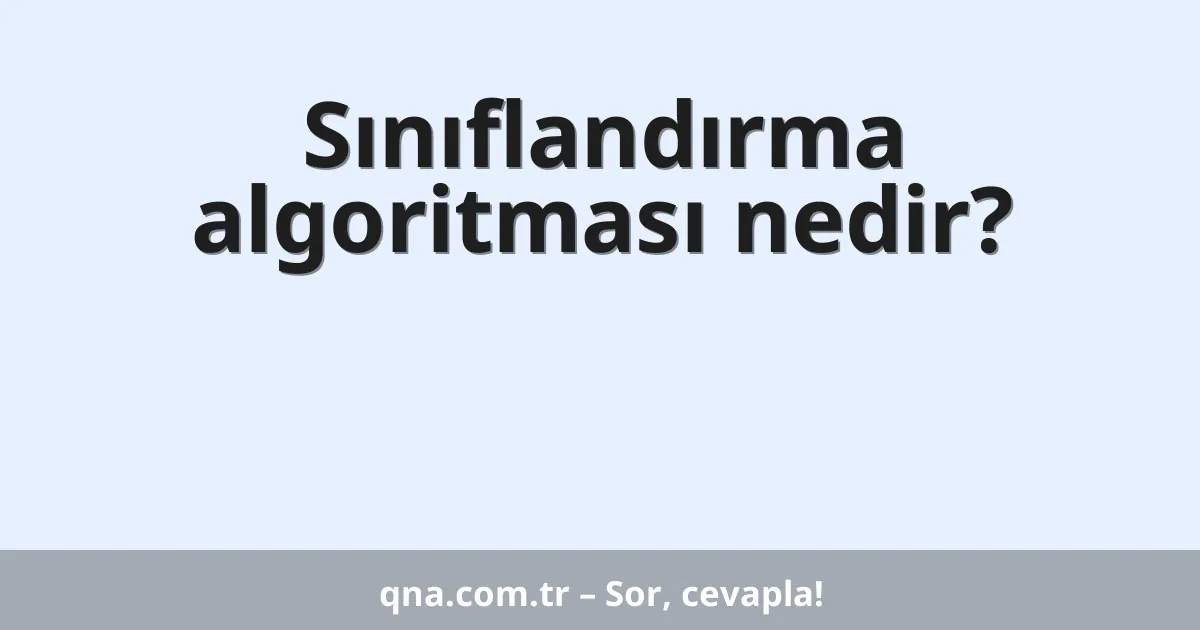 Sınıflandırma algoritması nedir?