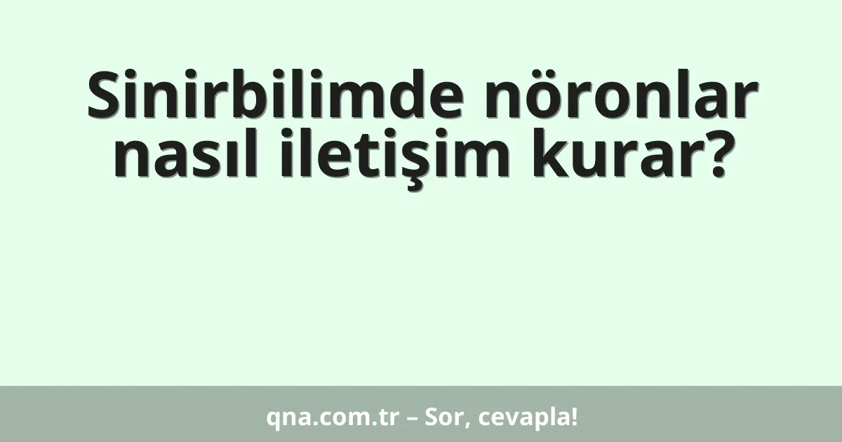 Sinirbilimde nöronlar nasıl iletişim kurar?