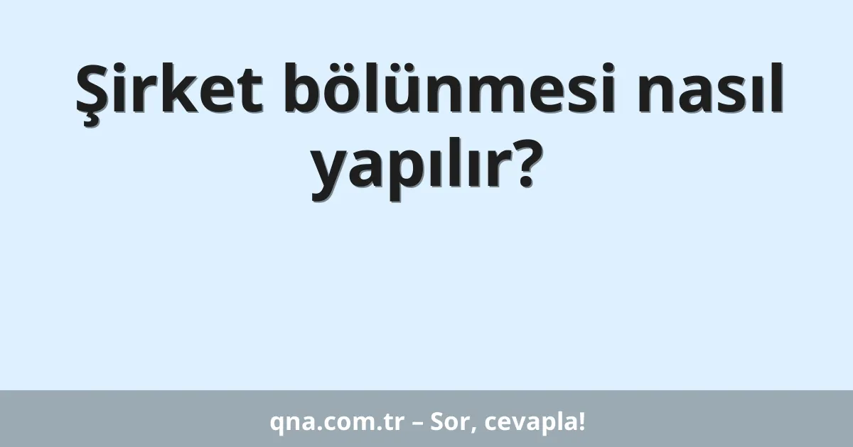 Şirket bölünmesi nasıl yapılır?