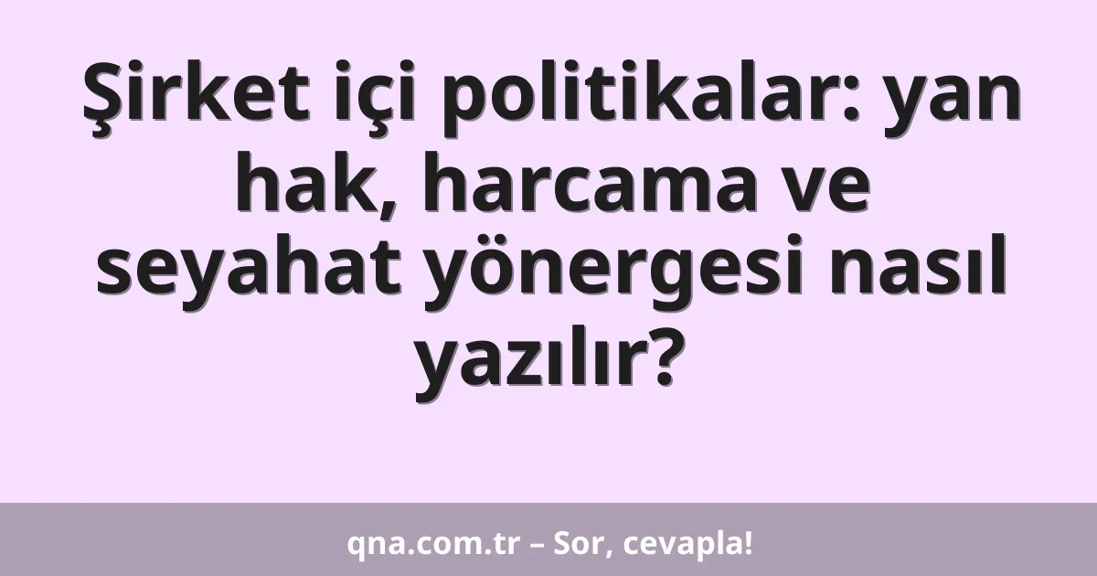 Şirket içi politikalar: yan hak, harcama ve seyahat yönergesi nasıl yazılır?