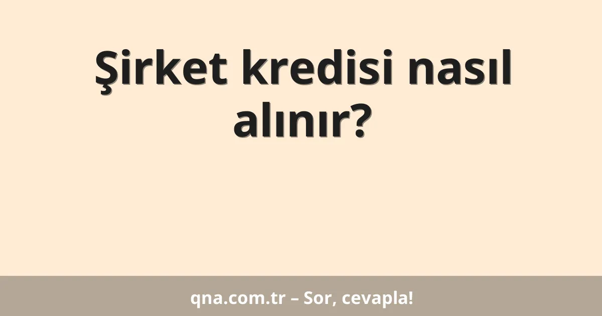 Şirket kredisi nasıl alınır?